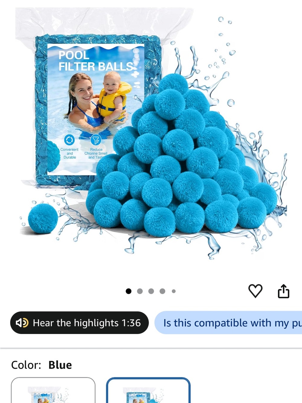 Blue Pool Filter Balls - Multipurpose Replacement Media